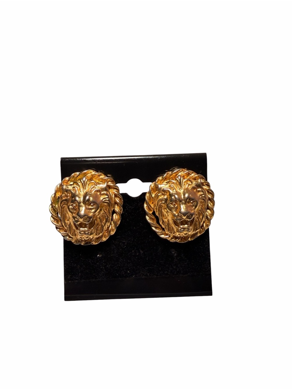 Gold Lion Head Clip-On Earrings